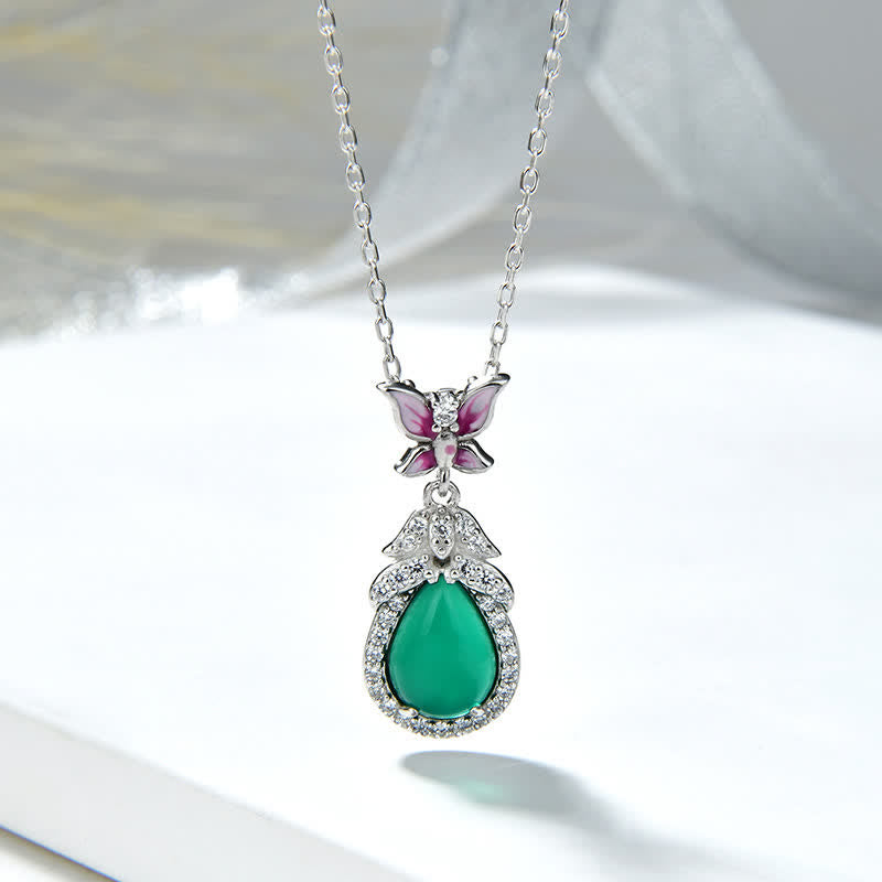 KarmaRipple's 925 Sterling Silver Green Chalcedony Butterfly Zircon Courage Pendant Necklace p15