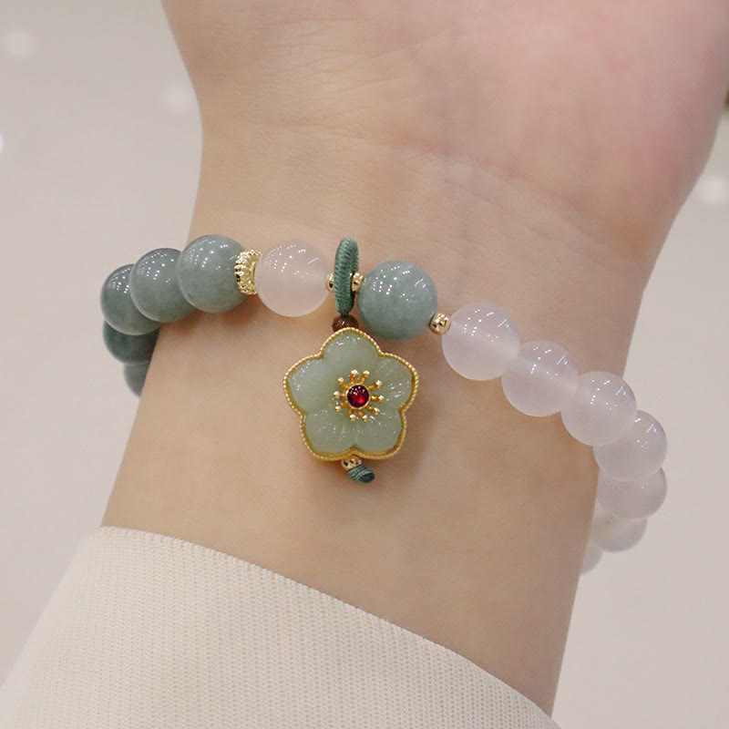 KarmaRipple's Ivory Agate Jade Lotus Flower Peace Buckle Protection Bracelet p7