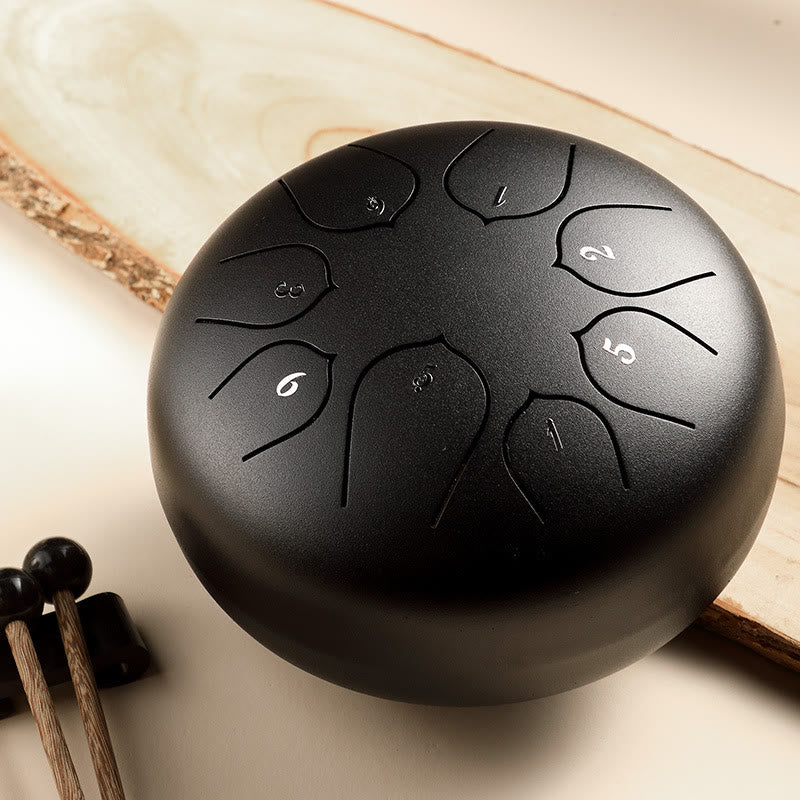 KarmaRipple's Steel Tongue Drum Sound Balancing Meditation Lotus Pattern Drum Kit 8 Note 6 Inch Percussion Instrument p26