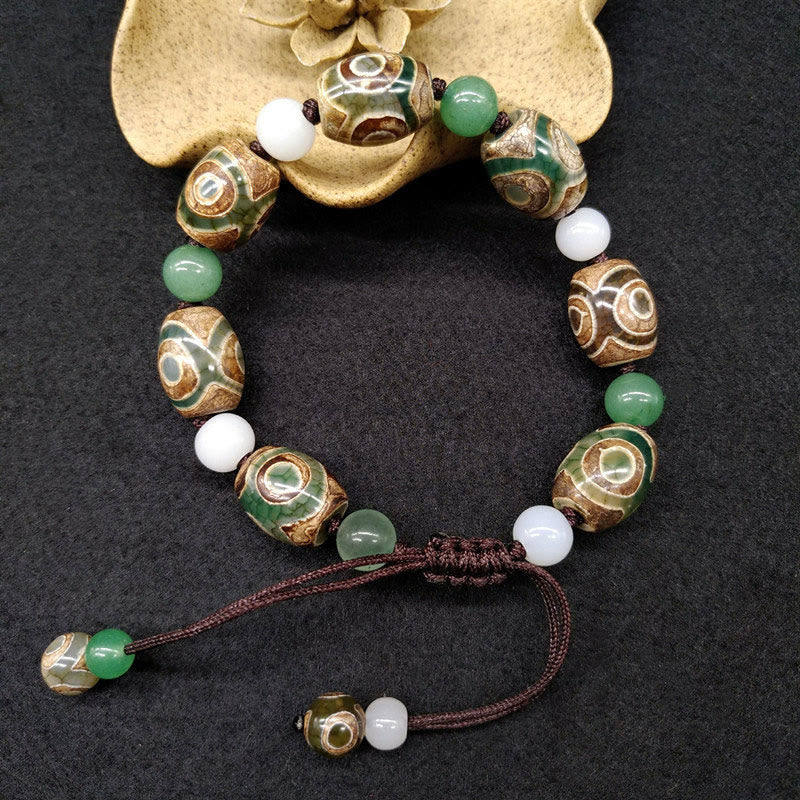 KarmaRipple's Tibetan Three-eyed Dzi Bead Fortune Protection Woven Bracelet p3