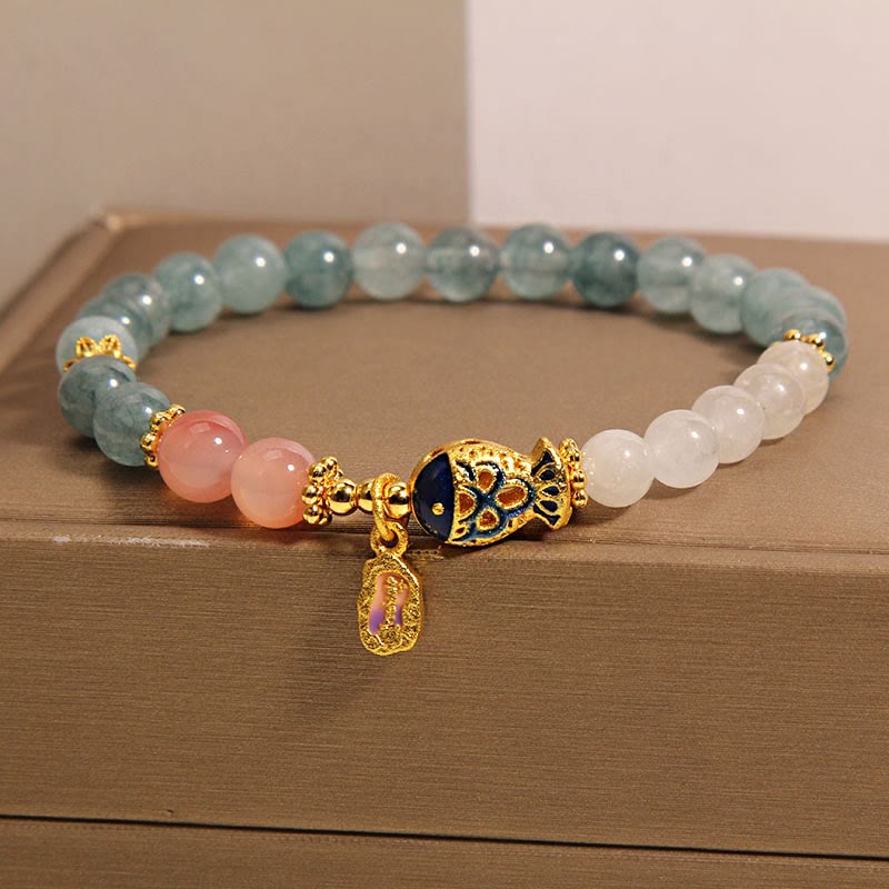 KarmaRipple's Jade Yanyuan Agate Ivory Jade Koi Fish Scripture Talisman Fortune Bracelet p9