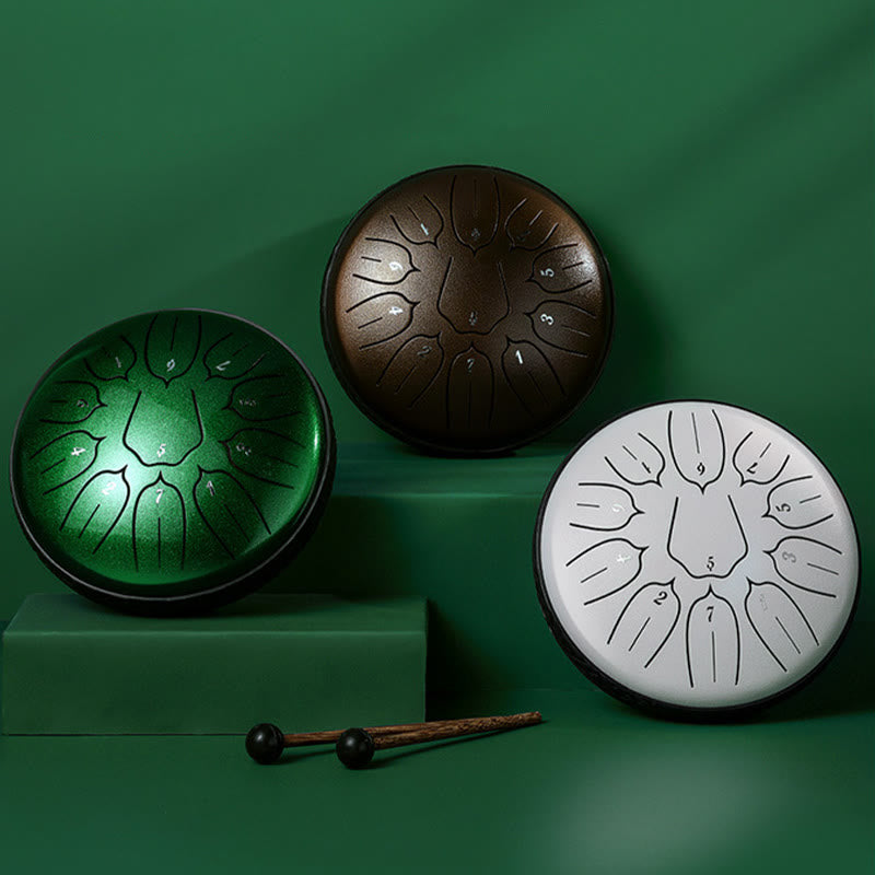 KarmaRipple's Steel Tongue Drum Sound Balancing Meditation Yoga Lotus Drum Kit 11 Note 6 Inch p8