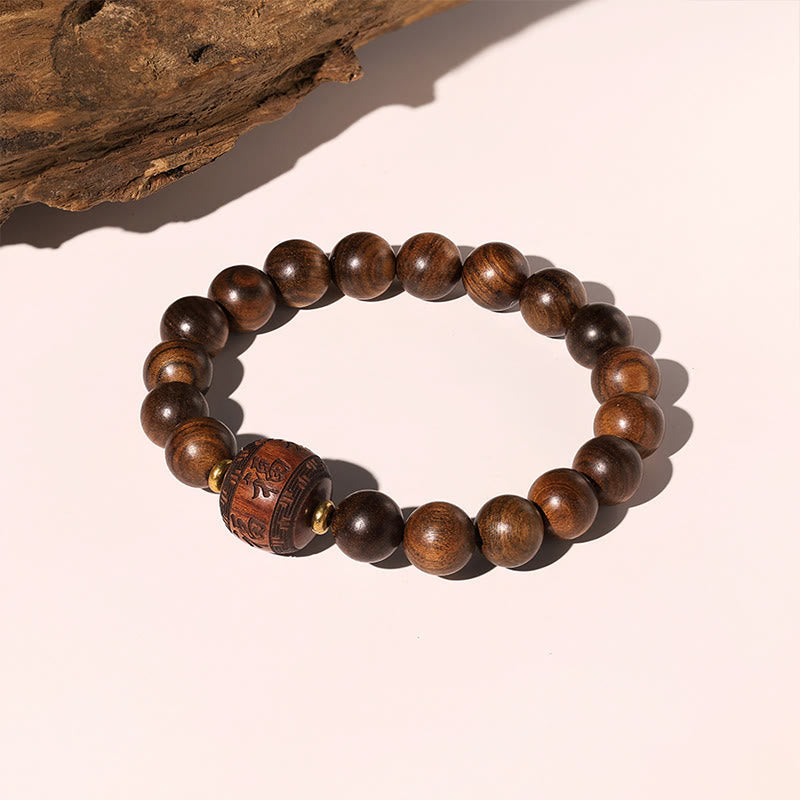 KarmaRipple's Rosewood Auspicious Clouds Totem Fu Character Bamboo Pattern Warmth Bracelet p13