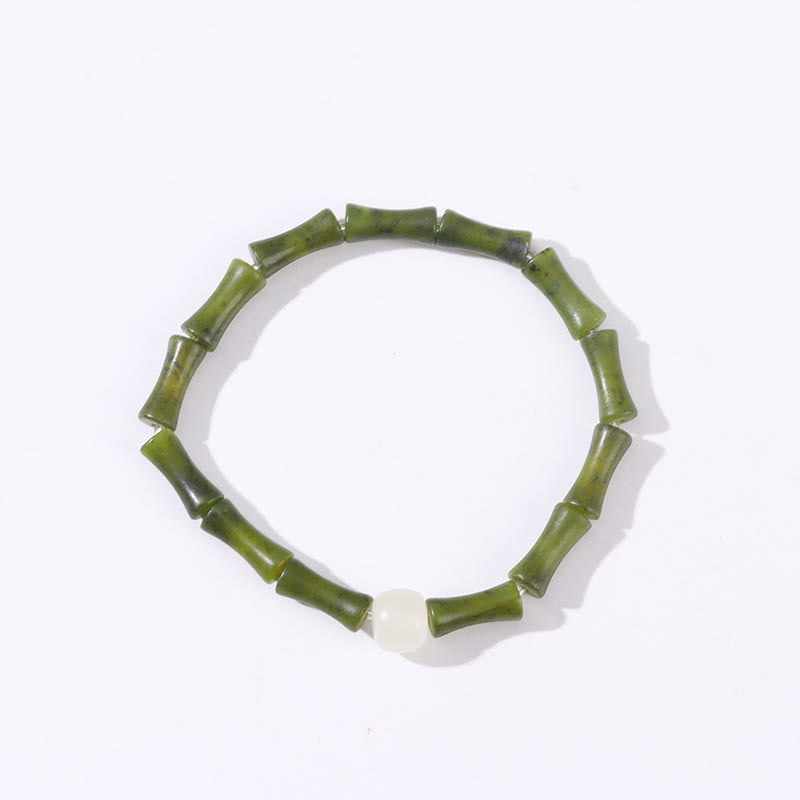 KarmaRipple's Green Bamboo Jade Pattern Fortune Abundance Bracelet p7