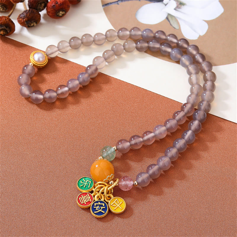 KarmaRipple's Authentic Gray Agate Peace And Joy Talisman Balance Double Wrap Bracelet p5