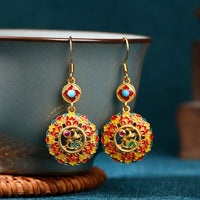 KarmaRipple's 24K Gold Plated Dunhuang Color Elk Bronze Balance Drop Earrings
