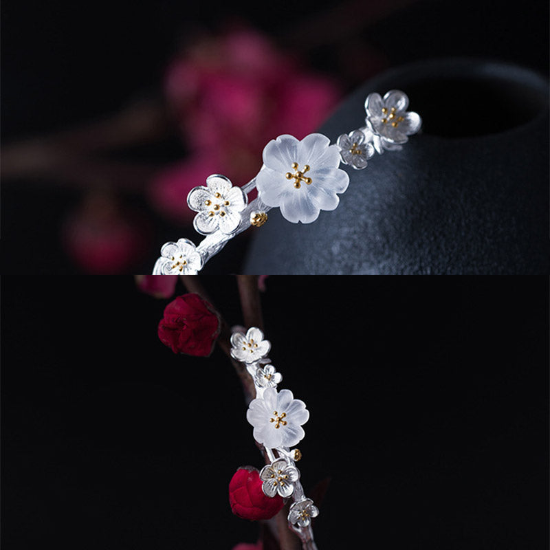 KarmaRipple's 925 Sterling Silver Plum Flower Blessing Bracelet Adjustable Bangle p7