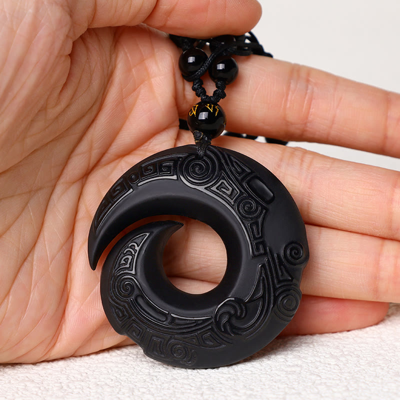 KarmaRipple's Authentic Black Obsidian Ice Obsidian Strength Pendant Necklace p5