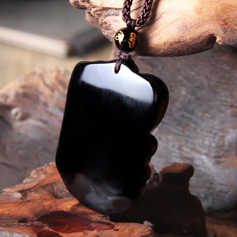 KarmaRipple's Black Obsidian Elephant Protection String Pendant Necklace Key Chain p11