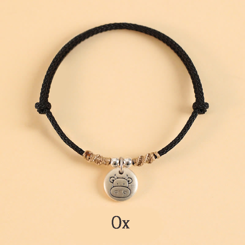 KarmaRipple's Handmade 999 Sterling Silver Year of the Dragon Cute Chinese Zodiac Fortune Woven Bracelet ( p15
