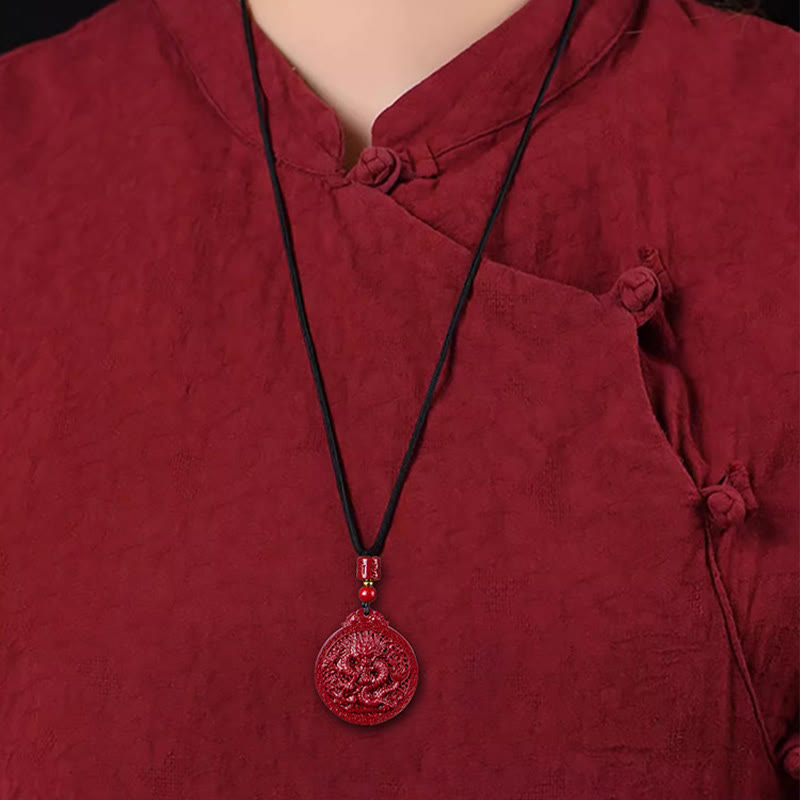 KarmaRipple's Year of the Dragon Authentic Cinnabar Dragon Protection Pendant Necklace p13