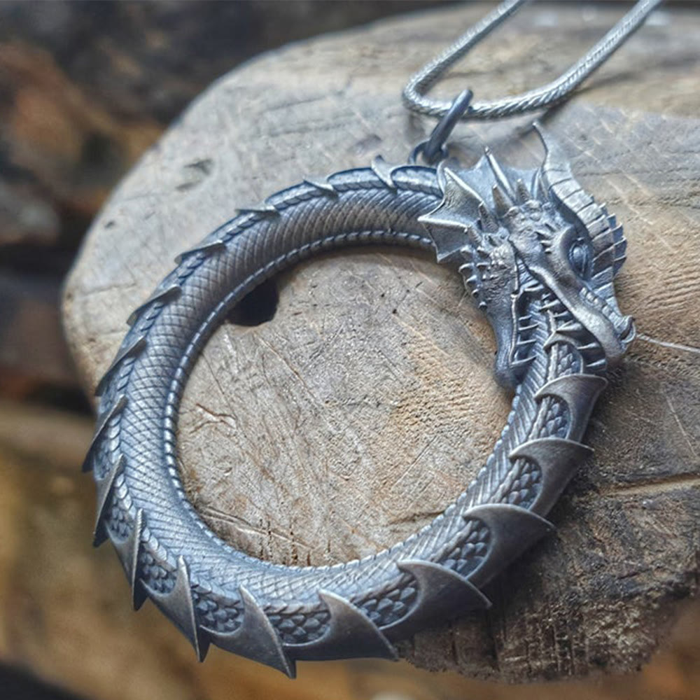 KarmaRipple's Pure Tin Dragon Snake Protection Pendant Necklace p6
