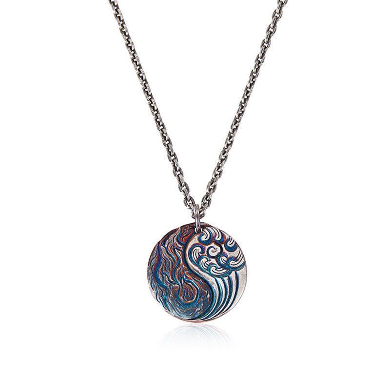 KarmaRipple's 990 Sterling Silver Yin Yang Water and Fire Balance Pendant Necklace p4