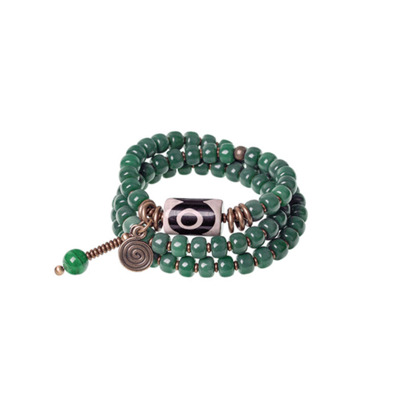 KarmaRipple's Cyan Bodhi Seed Dzi Bead Wisdom Peace Triple Wrap Bracelet p10
