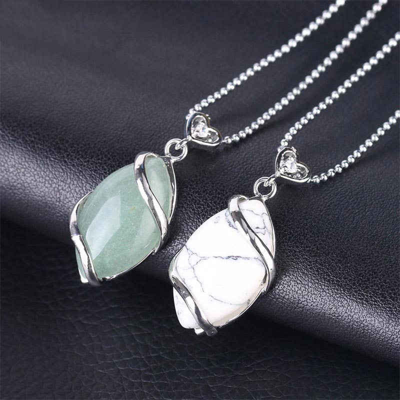 KarmaRipple's Marquise Pattern Authentic Gemstone Stone Talisman Pendant Necklace p30
