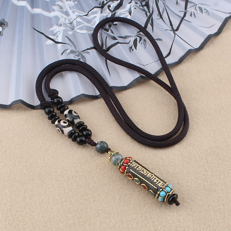 KarmaRipple's Tibetan Om Mani Padme Hum Dzi Bead Wenge Wood Pendant Necklace p19