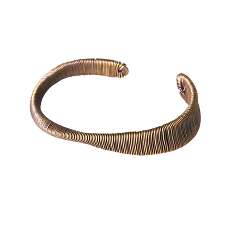 KarmaRipple's Simple Design Wrapped Bronze Fortune Wealth Adjustable Cuff Bracelet p14