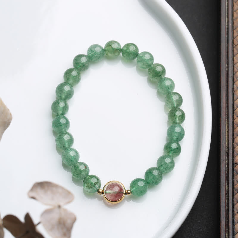 KarmaRipple's Authentic Green Strawberry Quartz Soothing Beaded Bracelet p5