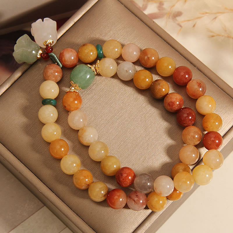 KarmaRipple's Tibet Authentic Golden Silk Jade Double Layer Bell Orchid Fortune Bracelet p6
