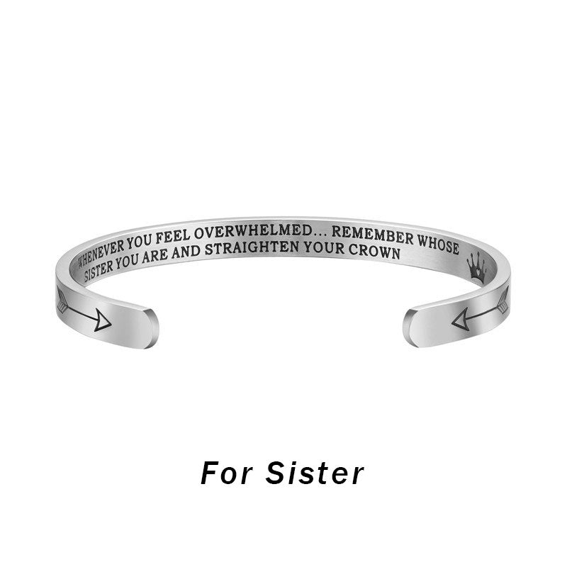 KarmaRipple's Inspirational Bracelets Personalized Gift for Her Him Engraved Mantra Cuff Bangle Crown Jewelry p11