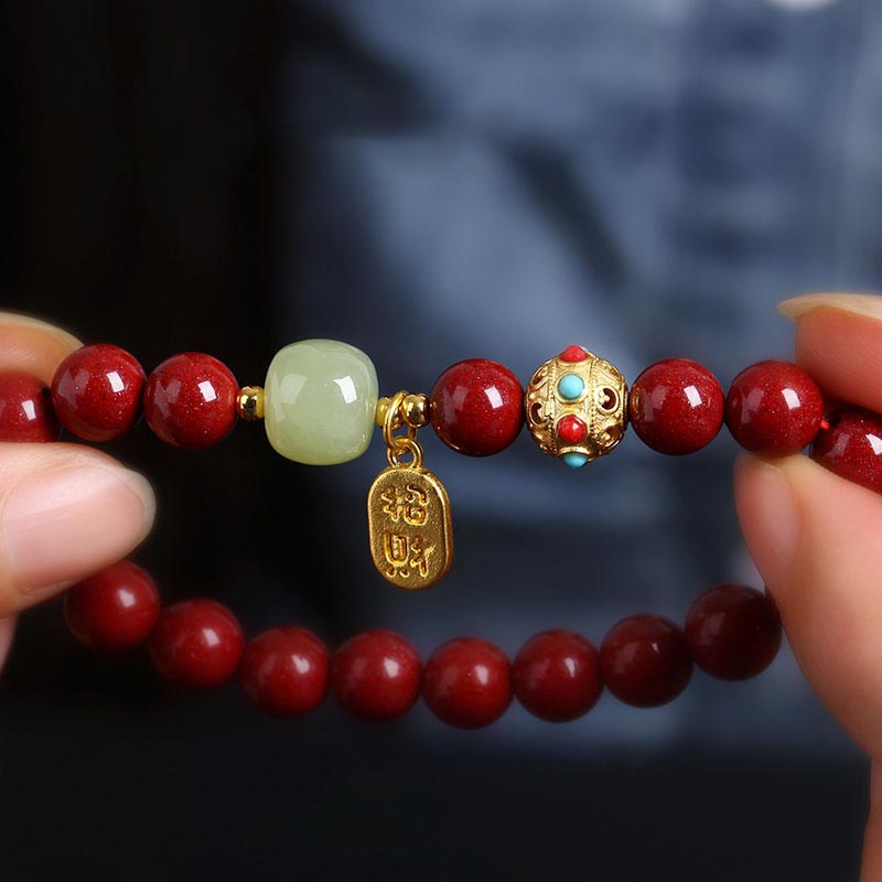 KarmaRipple's Cinnabar Green Aventurine Fortune Protection Talisman Bracelet p11