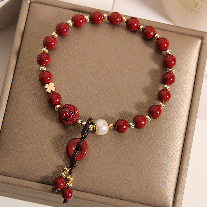 KarmaRipple's Authentic Cinnabar Peace Buckle Bronze Coin Talisman Blessing Bracelet p2