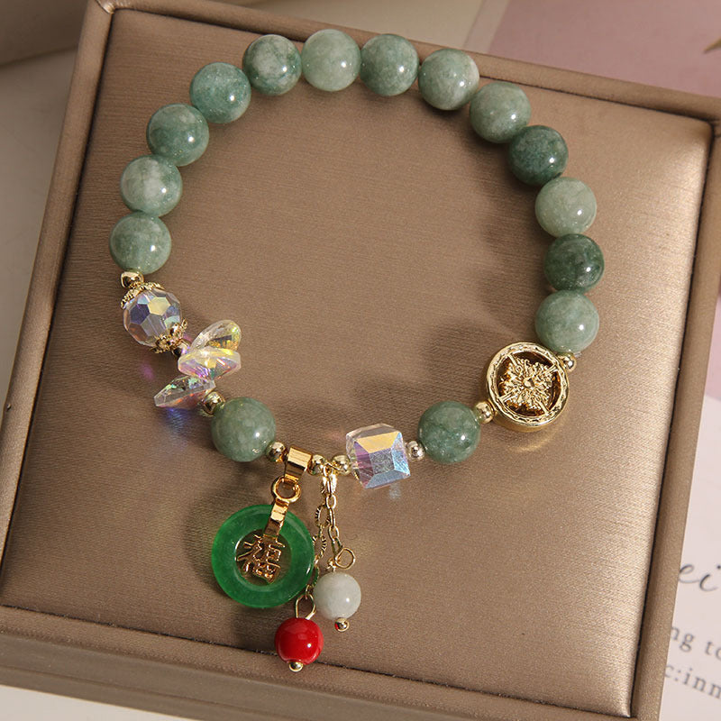 KarmaRipple's Strawberry Quartz Jade Fu Character Talisman Balancing Bracelet p12