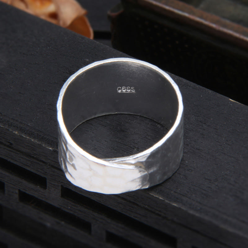KarmaRipple's Tibetan 990 Sterling Silver Handmade Rustic Hammered Pattern Ring p3