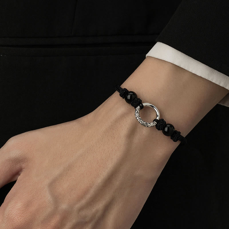 KarmaRipple's 925 Sterling Silver Black Onyx Peace Buckle Protection Bracelet p10