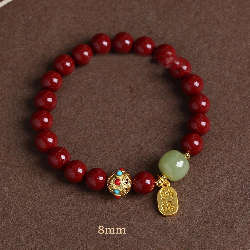 KarmaRipple's Cinnabar Green Aventurine Fortune Protection Talisman Bracelet p21