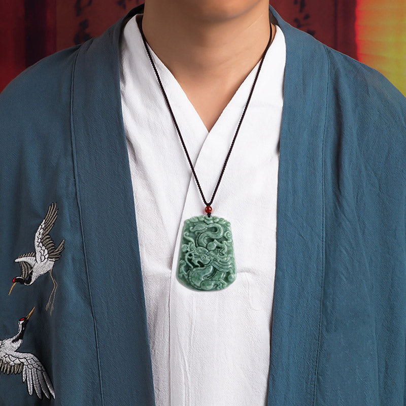 KarmaRipple's Chinese Zodiac Dragon Jade Strength Pendant String Necklace p4