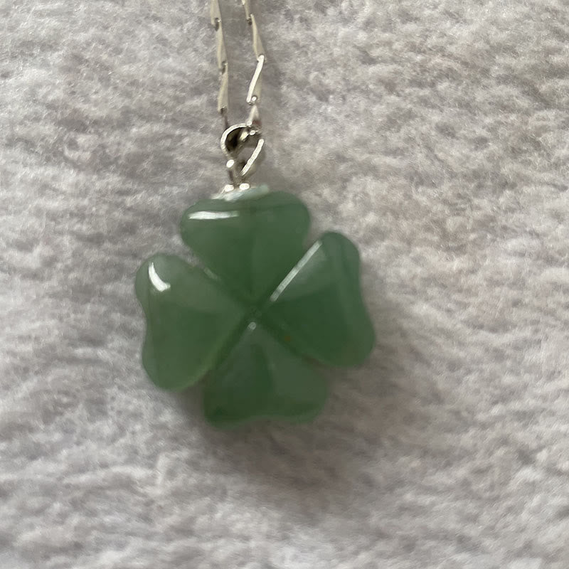 KarmaRipple's 925 Sterling Silver Green Aventurine Four Leaf Clover Fortune Leather Rope Pendant Necklace p15