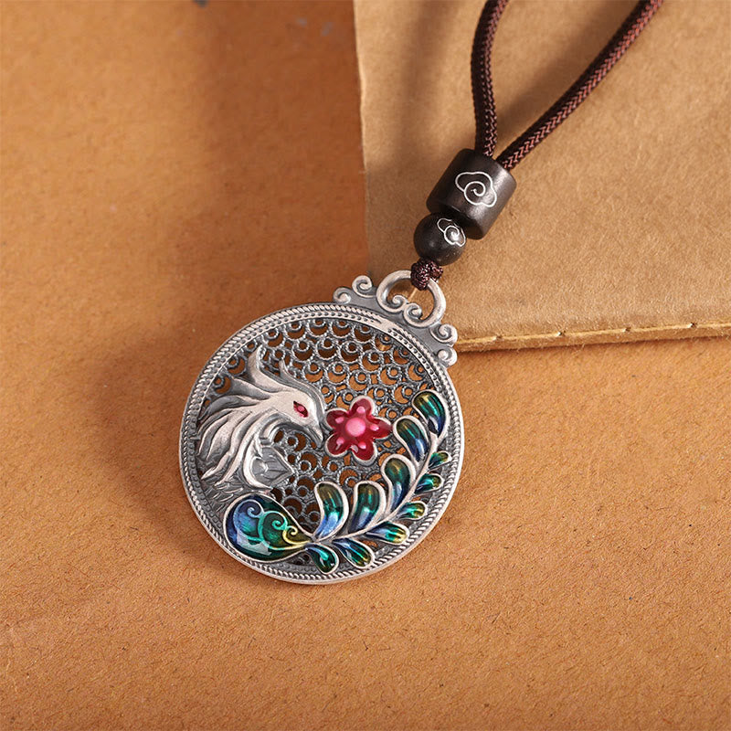 KarmaRipple's 990 Sterling Silver Phoenix Fortune Protection Pendant Necklace p2