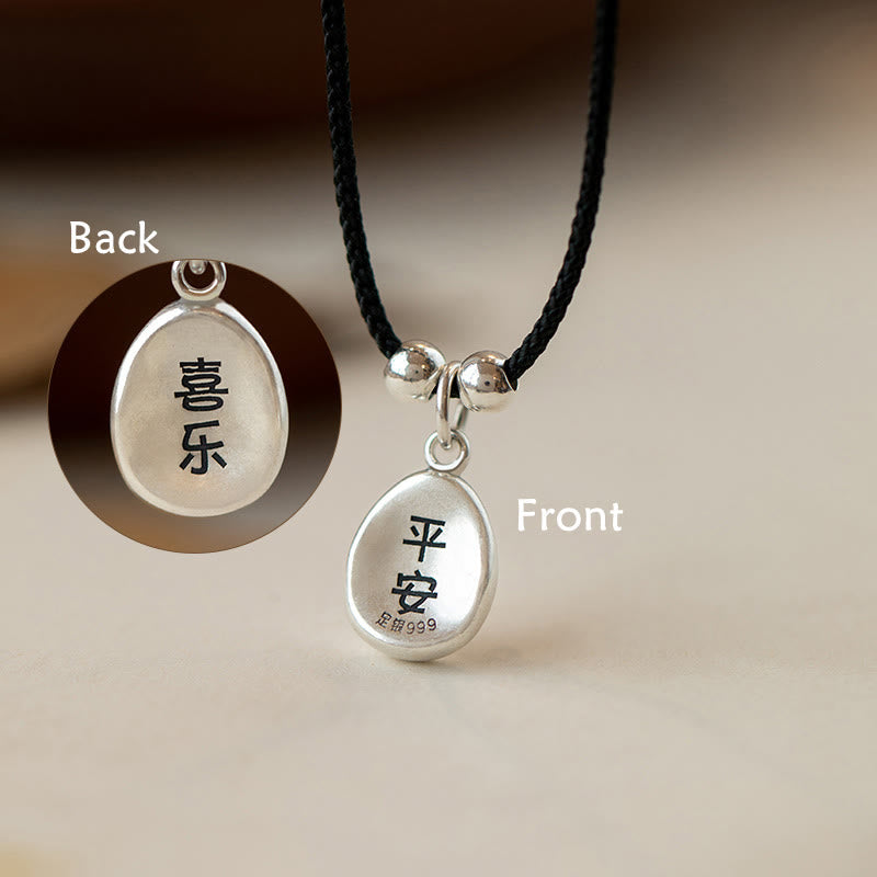 KarmaRipple's 999 Sterling Silver Peace And Joy Fu Character Fortune Fortune 925 Sterling Silver Chain Pendant Necklace p5