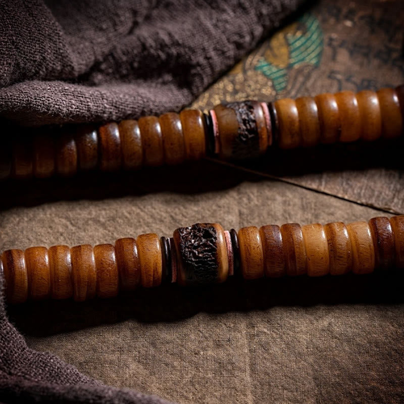 KarmaRipple's Tibetan 108 Mala Beadwork Yak Bone Dzi Bead Nine Palaces Eight Diagrams Talisman Strength Bracelet p7