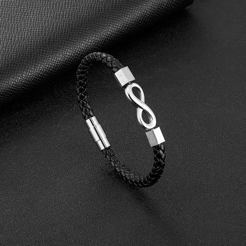 KarmaRipple's Endless Weave Titanium Steel Infinity Leather Weave Balance Bracelet p13