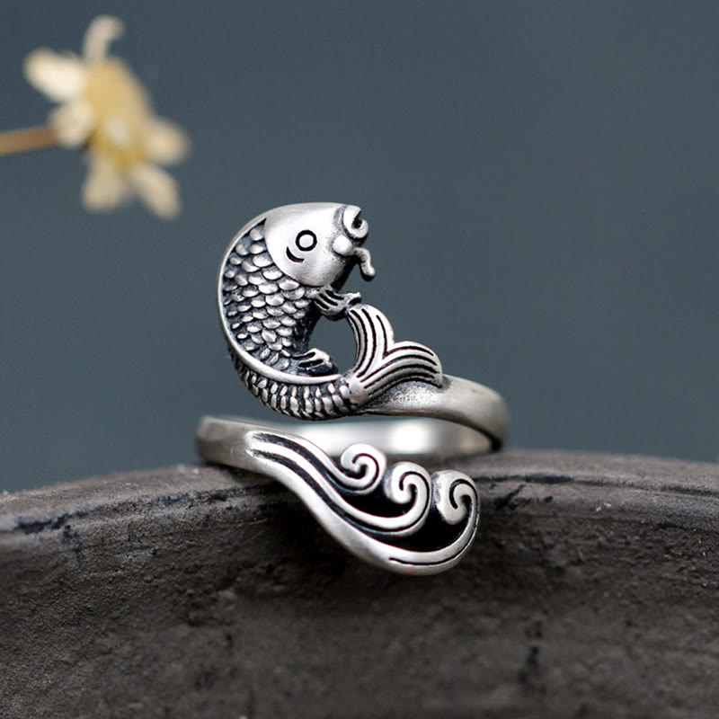 KarmaRipple's 925 Sterling Silver Koi Fish Water Ripple Fortune Wealth Ring p19