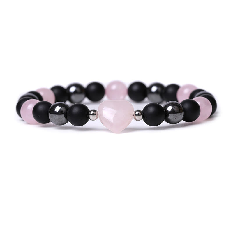 KarmaRipple's Black Onyx Tiger Eye Stone Gemstone Love Heart Protection Bracelet p28