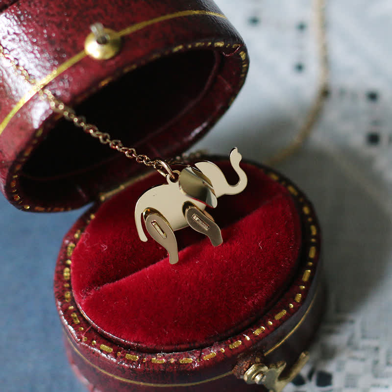 KarmaRipple's Elephant Titanium Steel Fortune Pendant Chain Necklace p9