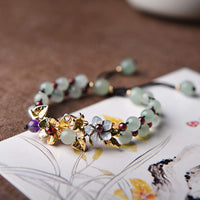 KarmaRipple's Green Aventurine Garnet Bead Flower Petal Fortune Bracelet