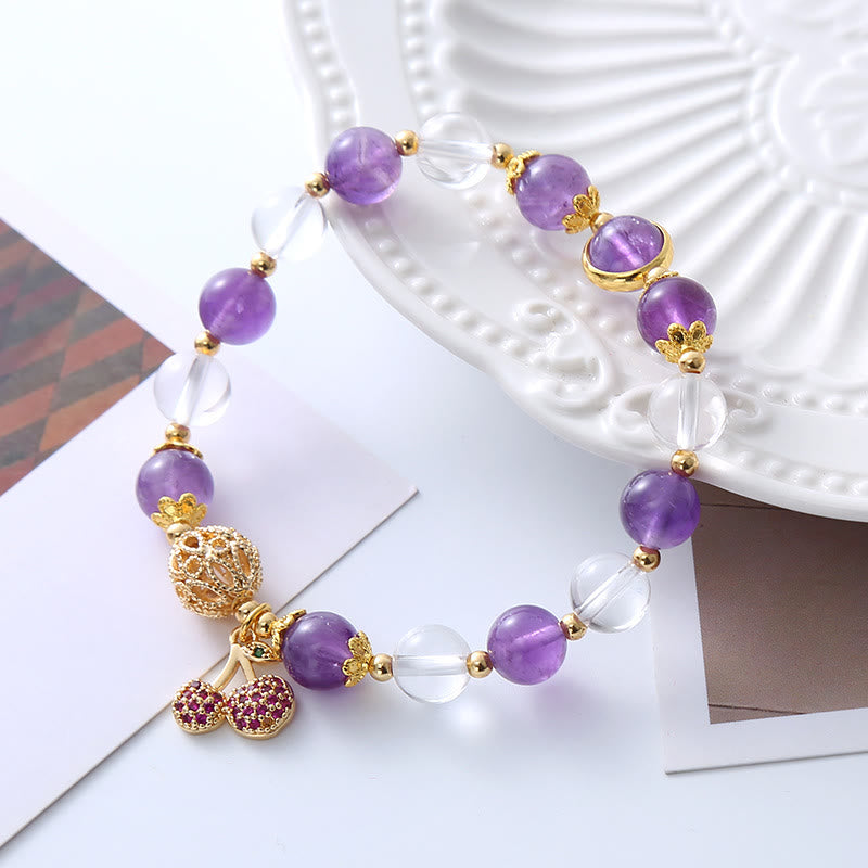 KarmaRipple's Authentic Amethyst Ivory Gemstone'sitive Cherry Talisman Bracelet p1