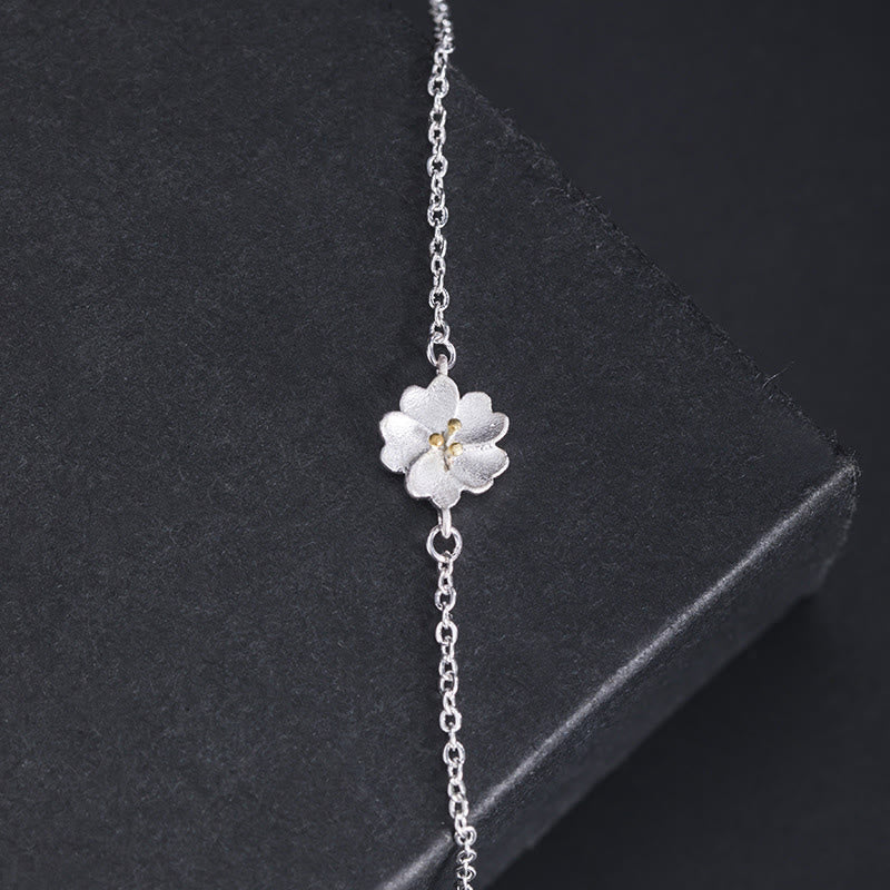 KarmaRipple's 925 Sterling Silver Cherry Blossom Blessing Chain Bracelet p3