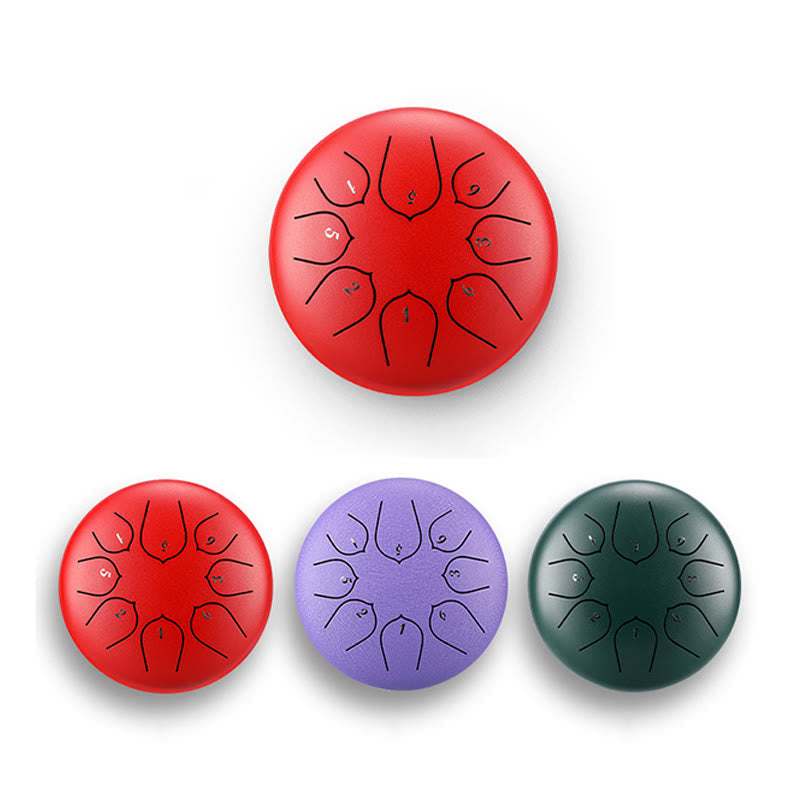 KarmaRipple's Steel Tongue Drum Sound Balancing Meditation Lotus Pattern Drum Kit 8 Note 6 Inch Percussion Instrument p21