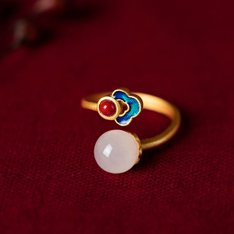 KarmaRipple's Ivory Jade Auspicious Cloud Blessing Fortune Ring p1