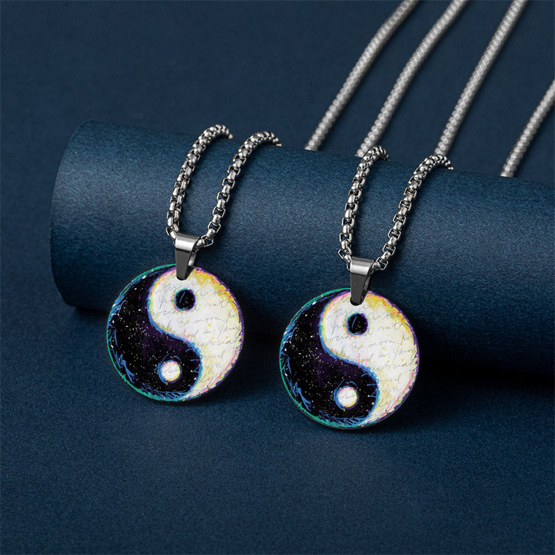 KarmaRipple's Yin Yang Koi Fish Dragon Titanium Steel Balance Pendant Necklace ( p12