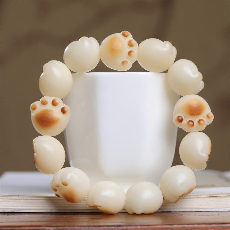 KarmaRipple's Cute Cat Paw Claw Bodhi Seed Peace Bracelet p3