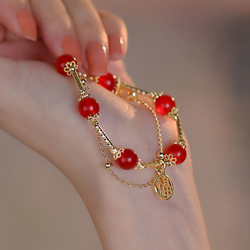 KarmaRipple's Red Agate Fu Character Talisman Self-acceptance Bracelet p8