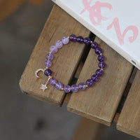 KarmaRipple's Amethyst Gemstone Moon Star Balancing Bracelet