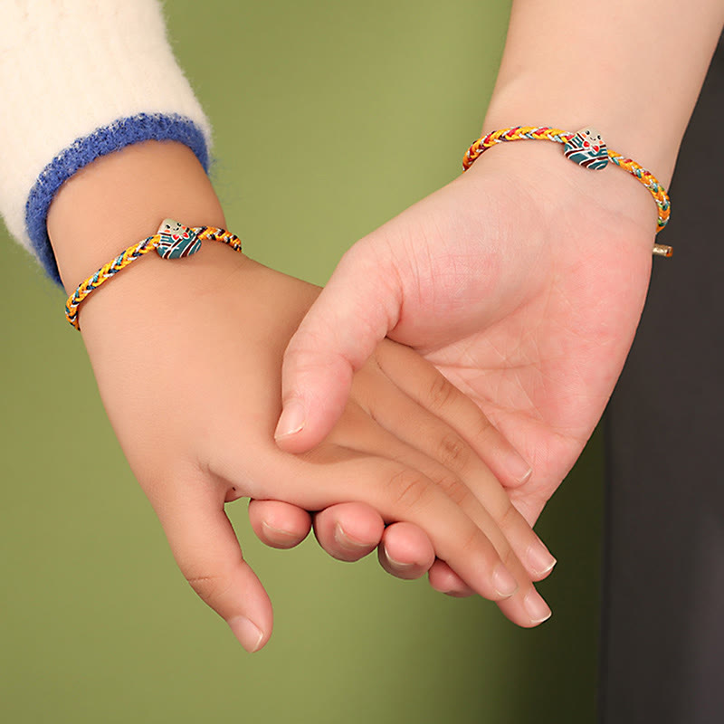 KarmaRipple's 925 Sterling Silver Dragon Boat Festival Zongzi Pattern Fortune Handmade Multicolored Rope Child Adult Bracelet p9
