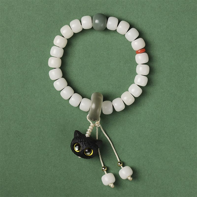 KarmaRipple's Authentic Bodhi Seed African Blackwood Lovely Cat Talisman Peace Balance Bracelet p6